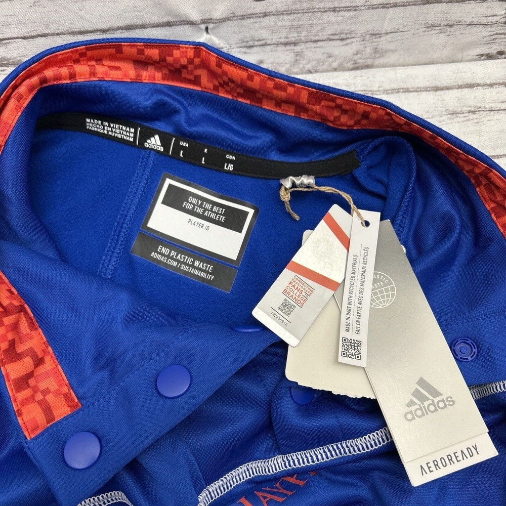 Kansas Jayhawks Adidas Sweatshirt Pullover Men's Large Blue 1/4 Snap Official - Picture 5 of 9